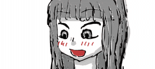 An embarassed blushing anime girl with a wide-eyed stare