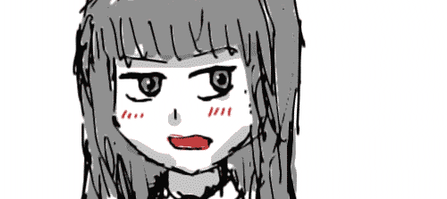 A blushing anime girl mumbles with a sidelong gaze
